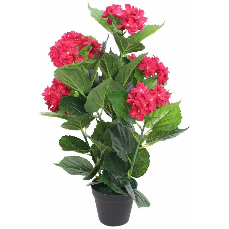 Décoshop26 - Plante hortensia artificielle avec pot 60 cm rouge - or
