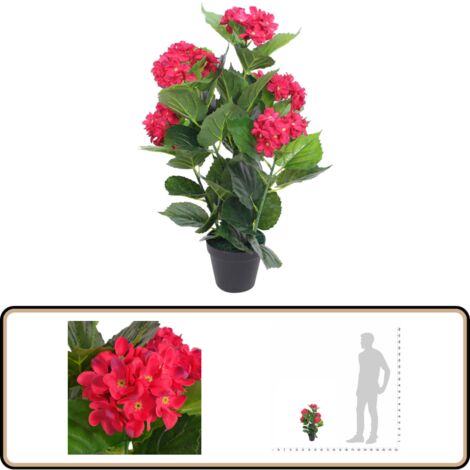 Plante hortensia artificielle avec pot 60 cm Rouge - Plante Artificielle - Hortensia - Fleur Artificielle - Décoration Intérieure - Plante Fausse