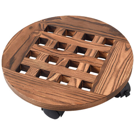Plante mobile patio jardin dolly chariot bois 4 roues pivotantes supports fleurs stable indoor outdoor chariot maniable système de roues plastique (25cm / 30cm / 35cm) couleur naturel 1 chariot