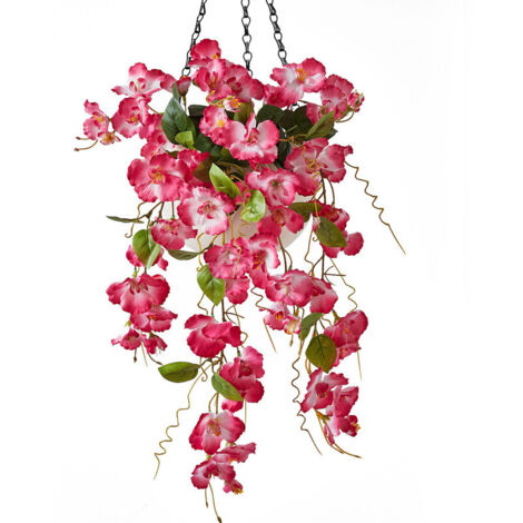 Plante suspendue artificielle – Lierre de bégonia 60 cm, durable, sans entretien, pour décoration de maison, balcon et jardin,Rose