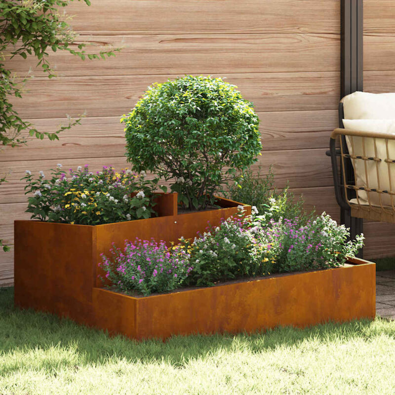 Vidaxl Garden Planter Brown 100 X 100 X 50 Cm Weathering Steel
