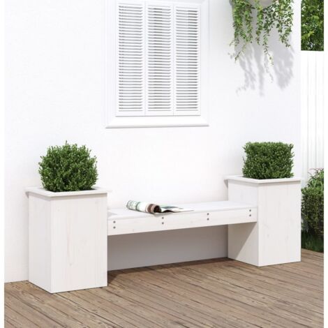 Planter Bench White 184.5x39.5x56.5 cm Solid Wood Pine vidaXL