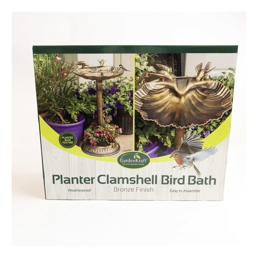 Planter Clamshell Birdbath