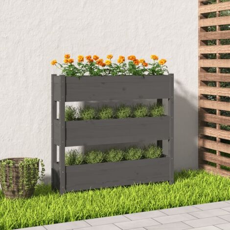 Planter Grey 112x25x104.5 cm Solid Wood Pine vidaXL
