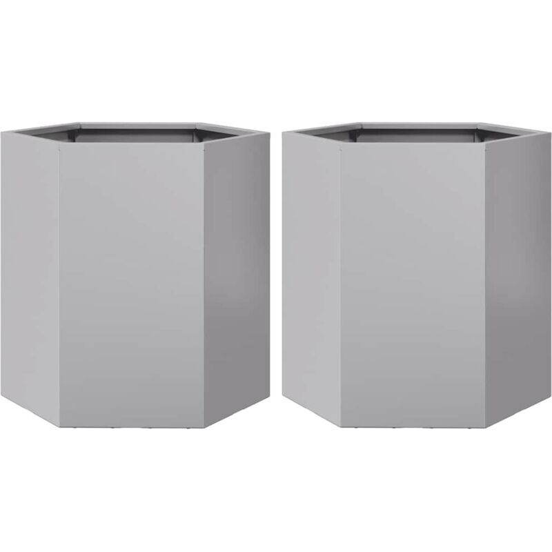 Garden Planter 2 Pcs Hexagon 46x40x45 Cm Galvanized Steel Vidaxl