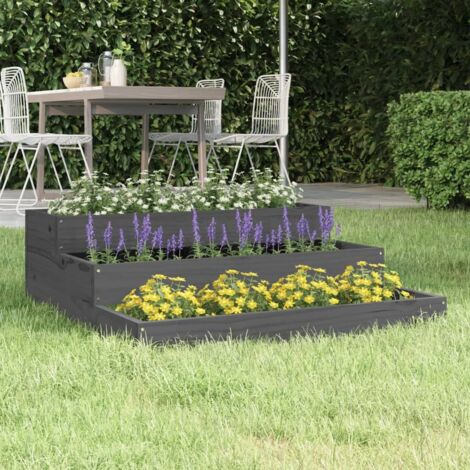 Planter Grey 78x78x27 cm Solid Wood Pine vidaXL