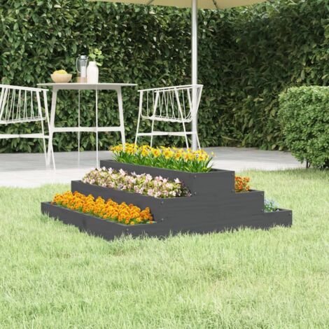 Planter Grey 80x80x27 cm Solid Wood Pine vidaXL