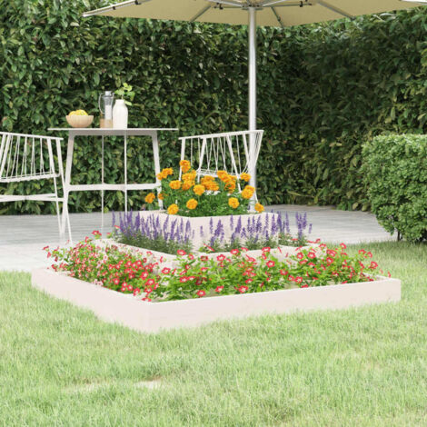 Planter White 80x80x27 cm Solid Wood Pine vidaXL