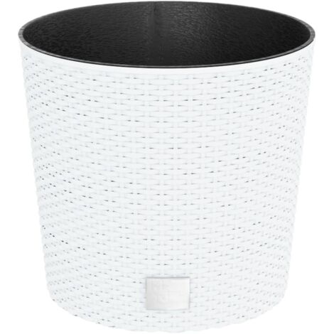 Planter with Removable Inner White 15 / 15.3 L PP Rattan vidaXL