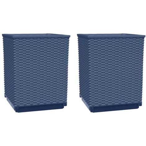 Planters 2 pcs Blue Grey 30x30x37 cm Polypropylene vidaXL