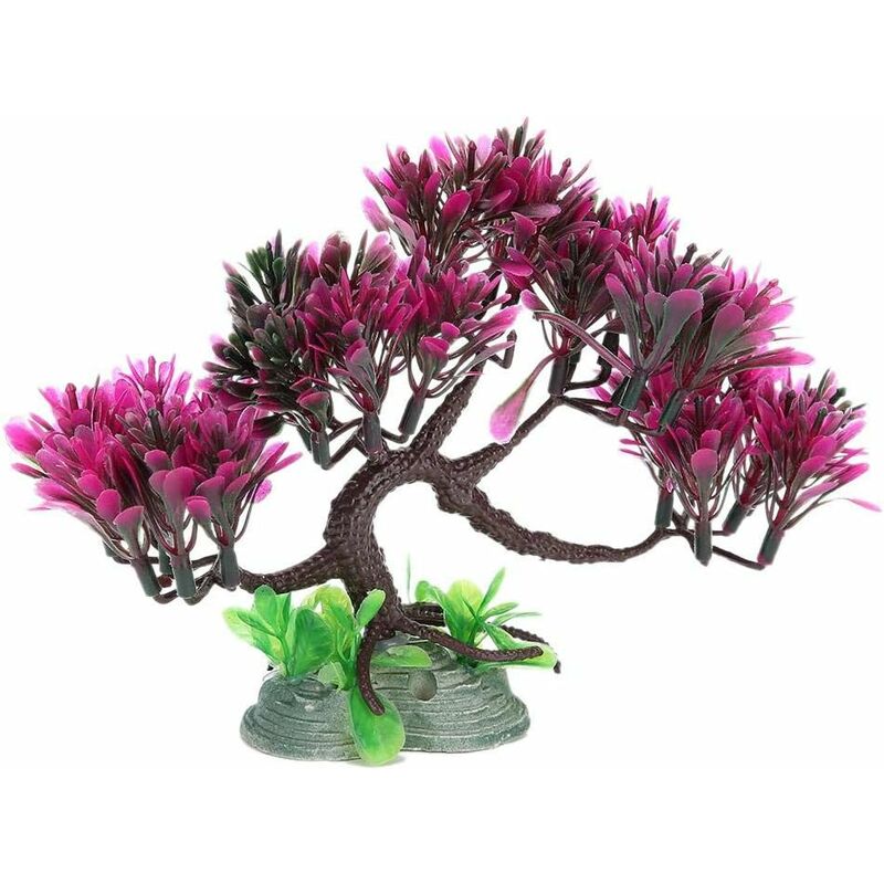 Plantes aquatiques artificielles d'aquarium, décorations de glissines en résine en plastique (rouge)
