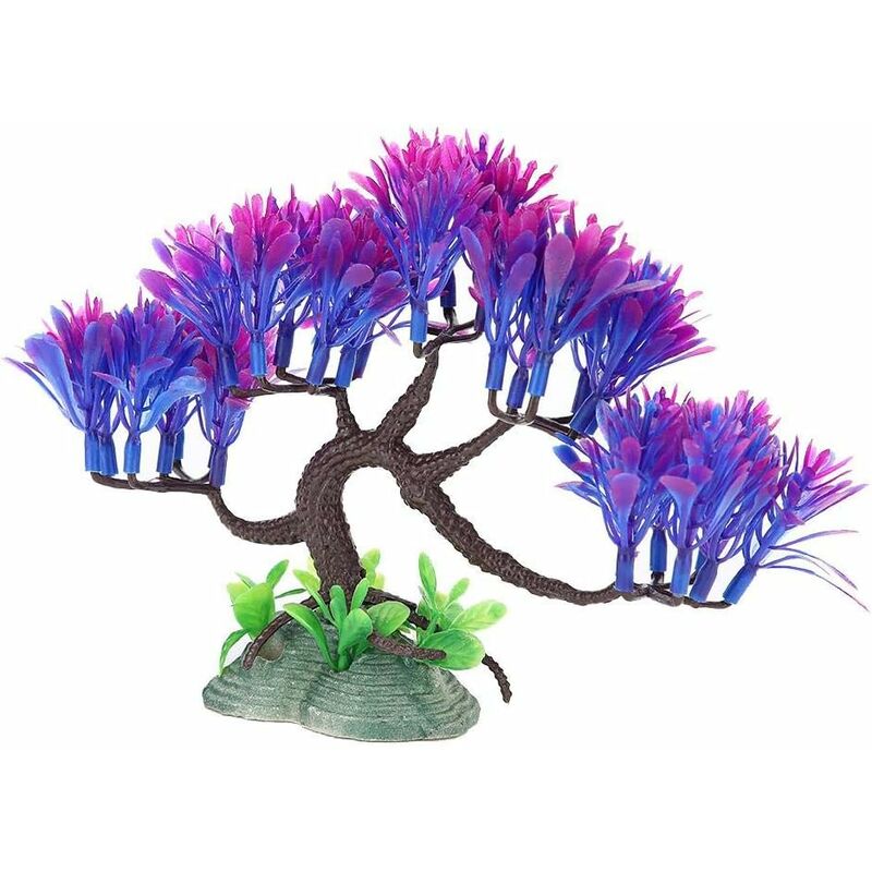 Plantes aquatiques artificielles d'aquarium, décorations de guets de poisson en résine en plastique (violet)
