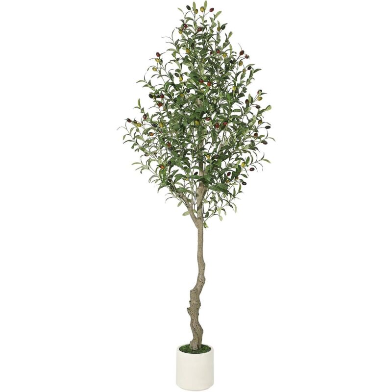 Plantes artificielles - 180 cm - Avec pot blanc - Pour la maison, le salon, la chambre à coucher, le bureau - Décoration moderne - Cadeau de
