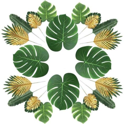 Plantes artificielles 66 Morceaux 6 Feuilles Palmier Artificiel,Fausses Feuilles,Tiges et Feuilles,Simulation Plantes Tropicales,FêTe Hawa ThèMe Plage Jungle,FêTe Table,Fausses DéCorations
