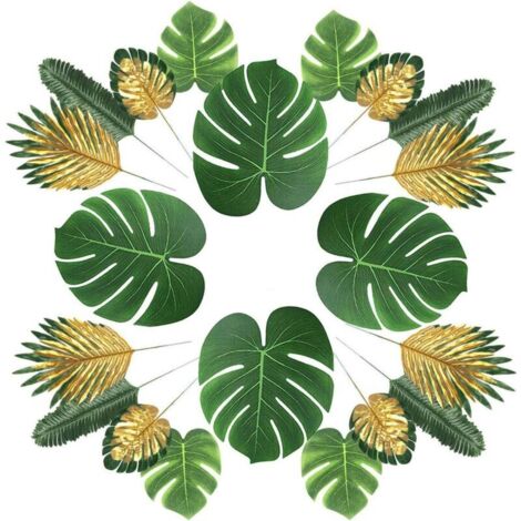 Plantes artificielles 66 Morceaux 6 Feuilles Palmier Artificiel,Fausses Feuilles,Tiges et Feuilles,Simulation Plantes Tropicales,FêTe Hawa ThèMe Plage Jungle,FêTe Table,Fausses DéCorations