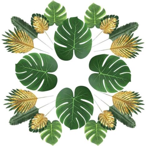 Plantes artificielles 66 Morceaux 6 Feuilles Palmier Artificiel,Fausses Feuilles,Tiges et Feuilles,Simulation Plantes Tropicales,FêTe Hawa ThèMe Plage Jungle,FêTe Table,Fausses DéCorations