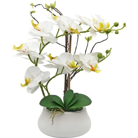 MODERN MANOR plantes artificielles décoratives, orchidées artificielles-H42cm-jaune