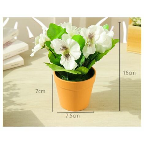 Plantes artificielles en pot, décoration de fleurs artificielles, petites plantes artificielles avec pots, parfaites pour la maison, la cuisine, le bureau et la décoration extérieure (blanc)