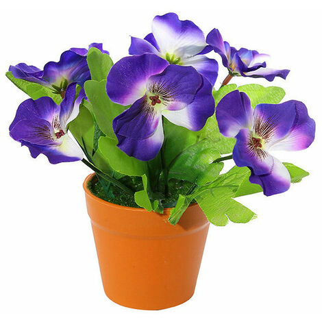 Plantes artificielles en pot, décoration de fleurs artificielles, petites plantes artificielles avec pots, parfaites pour la maison, la cuisine, le bureau et la décoration extérieure (violet f