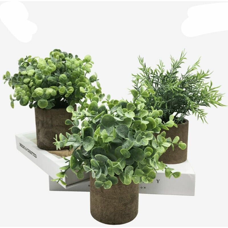 Plantes artificielles Ensemble 3 pièces, plantes vertes artificielles, décoration de fleurs artificielles, plantes en pot, décoration de fenêtre