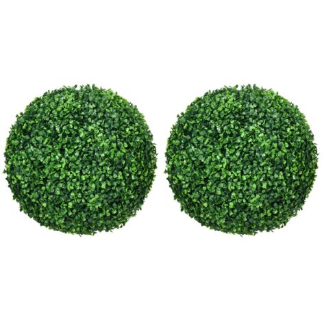 Plantes artificielles lot de 2, boules de buis UV pour décoration intérieur/extérieur, couleur verte 40cm