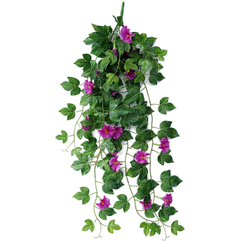 Plantes artificielles suspendues de gloire du matin, paniers suspendus de mariage en plein air, guirlande murale de simulation de vigne, décoration