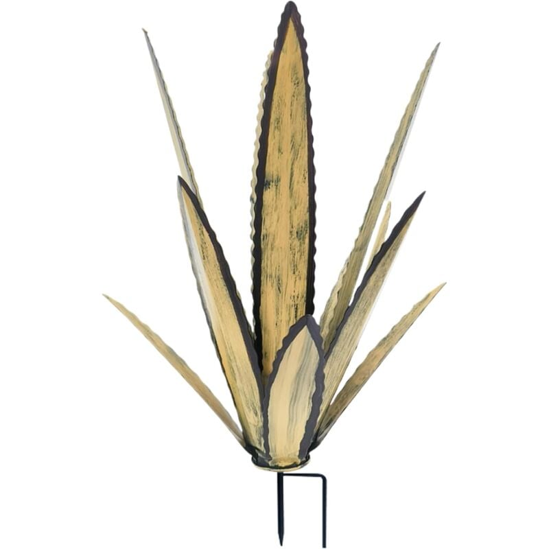 Plantes d'agave en métal décor extérieur avec pieu, Art de Jardin Cactus en métal Rustique, Sculpture de Cour imperméable en Plein air, Petites
