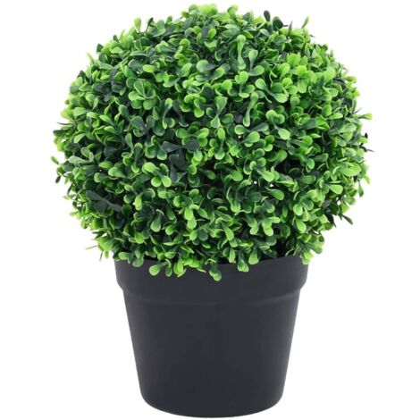 Plantes de buis artificiel 2 pcs avec pots Boule Vert 27 cm CFW370218