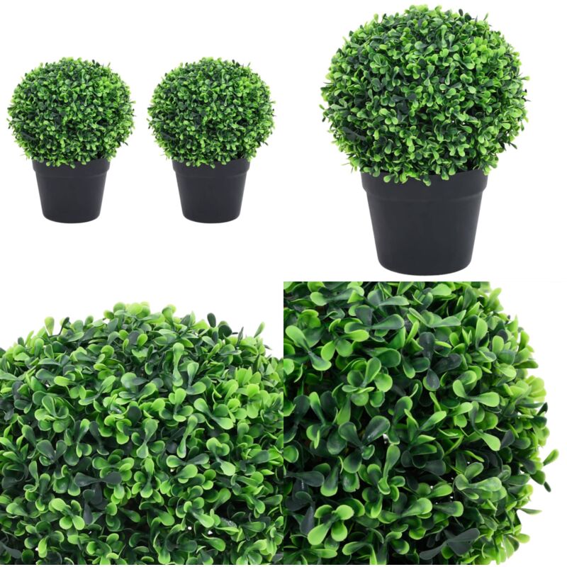 Plantes de buis artificiel 2 pcs avec pots Boule Vert 27 cm - Plante Artificielle - Plante De Buis - Décoration Intérieure - Verdure Artificielle