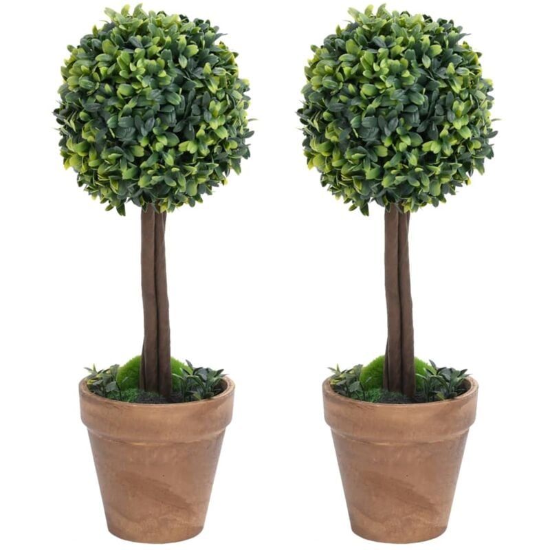 Vidaxl - Plantes de buis artificiel 2 pcs avec pots Boule Vert 41 cm