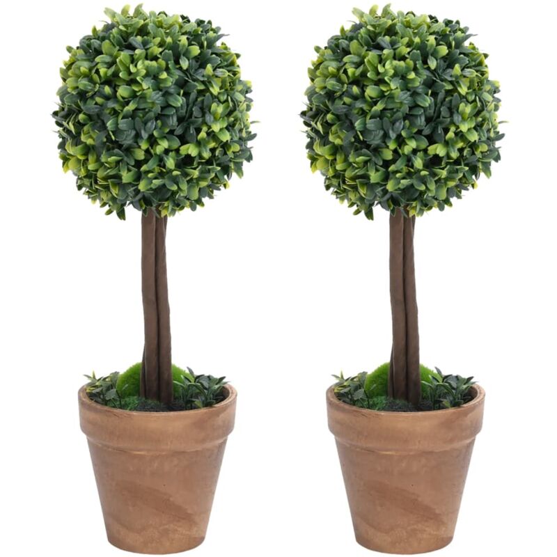 Vidaxl - Plantes de buis artificiel 2 pcs avec pots Boule Vert 56 cm