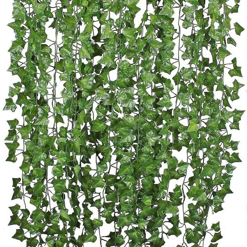 Plantes de feuilles de lierre artificielles à 12 brins, décoration de fleurs suspendues de vigne - Crea