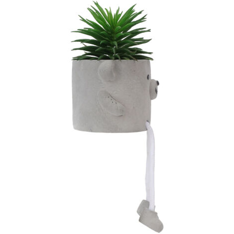 Plantes grasses artificielles suspendues en pot béton, décoration murale durable pour salon et bureau