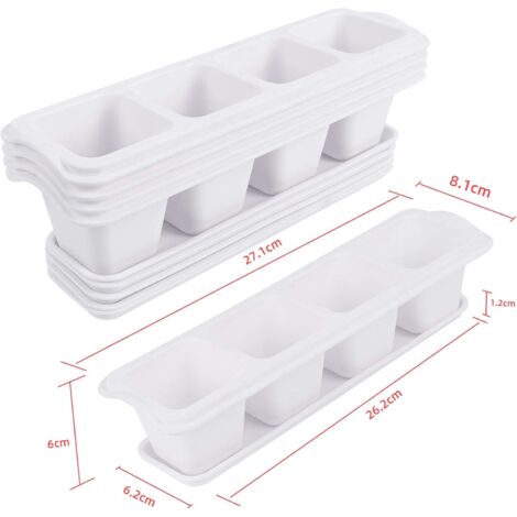 Plantes Succulentes Pots, 5 Pièces Carré de Succulent Pots Cactus Plant Pot De Fleurs Pot avec Plateau Petit Pot de Fleurs Blanc pour Planter Mini Succulents Blanc-Fei Yu
