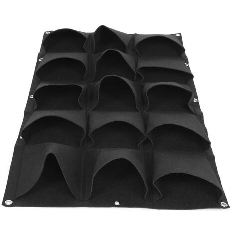Planteur fixé au Mur grandissent Le planteur de Jardin Suspendu Vertical de Sac pour la décoration extérieure d'intérieur, Noir(15 Pockets)
