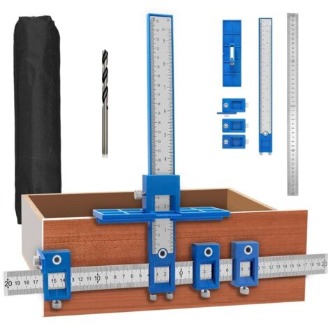 Plantilla de hardware, plantilla de perforación ajustable, localizador de perforaciones con broca de 4,2 mm, guía de perforación para montar manijas en puertas o cajones