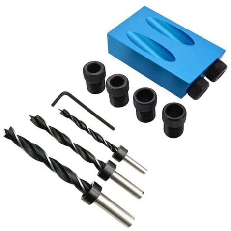Plantilla de perforación angular de 14 piezas con brocas de 15°, posicionador de carpintero, plantilla para agujeros de bolsillo, guía de perforación para esquinas de madera con adaptador para agujero
