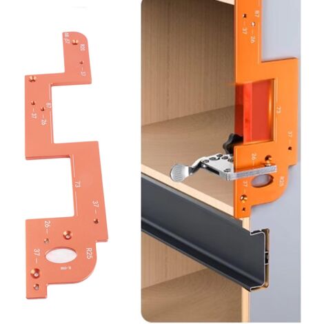 Plantilla de ranura curva para puertas de armario: antideslizante, fácil de usar, plantilla para posicionar ranuras de 6 mm (0,24 pulgadas) de profundidad de metal, 35 cm de largo, con 3 accesorios.