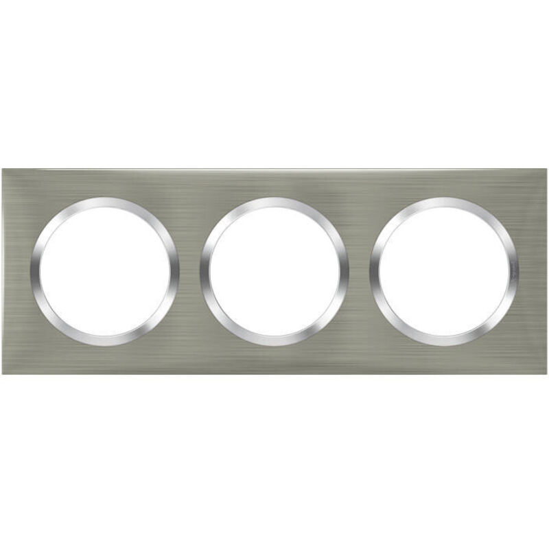 Plaque de finition 3 postes - Dooxie finition Inox brossé Legrand