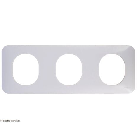 SCANELEC Plaque de finition 3 postes blanche horizontal entraxe 71mm pour appareillage mural OVALIS