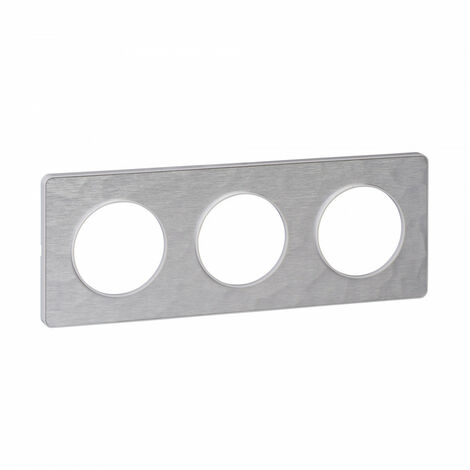 plaque de finition Schneider aluminium et bois Odace 3 postes S53C806P