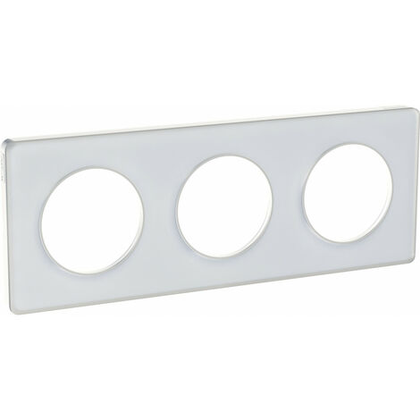 plaque de finition Schneider aluminium et bois Odace 3 postes S53C806P
