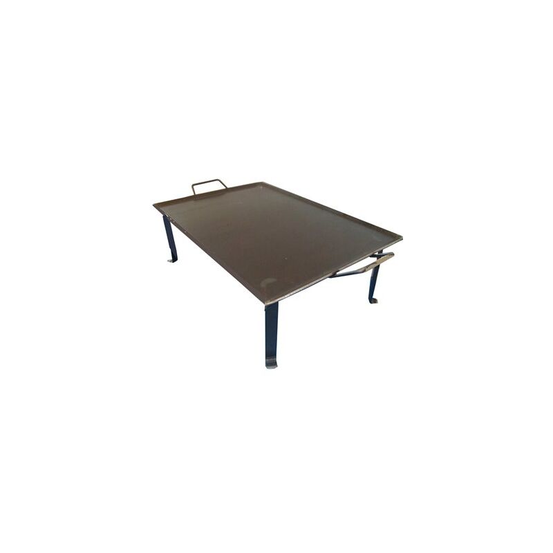 Plaque à griller en acier 4 mm avec 2 poignées en métal et pieds sans graisse 50x33