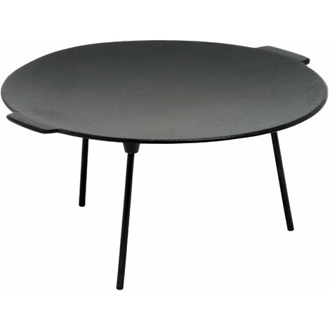 Plaque à griller en fonte Ø 45 cm – 3 pieds métal – Compatible feu de camp et gril à boules – Prête à l'emploi