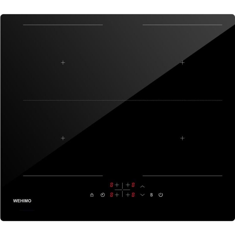 Plaque à Induction 4 Foyers, 6800W,59cm,Plaque de Cuisson à Induction Electrique - Encastrable,Contrôle tactile, Fonction Booster,Verrouillage