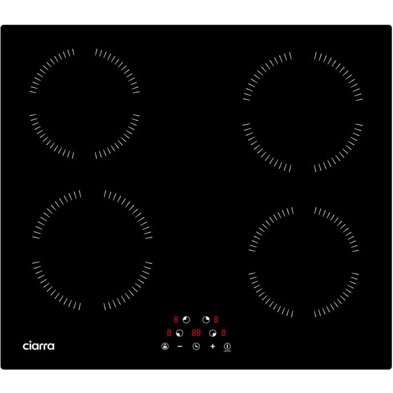 Plaque à Induction 4 Feux 6000W Ciarra Table de cuisson 59cm Minuterie CD4BIH-A