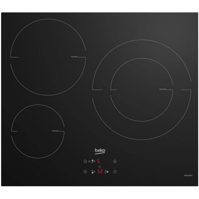 Plaque &agrave; Induction BEKO HII63402MT Noir (3 Zones de cuisson) 
