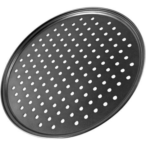 Plaque à pizza perforée en acier au carbone noir, bonne conductivité thermique, facile à nettoyer, forme ronde, convient aux cuisines et salles à manger, 26 cm de long et 26 cm de large.