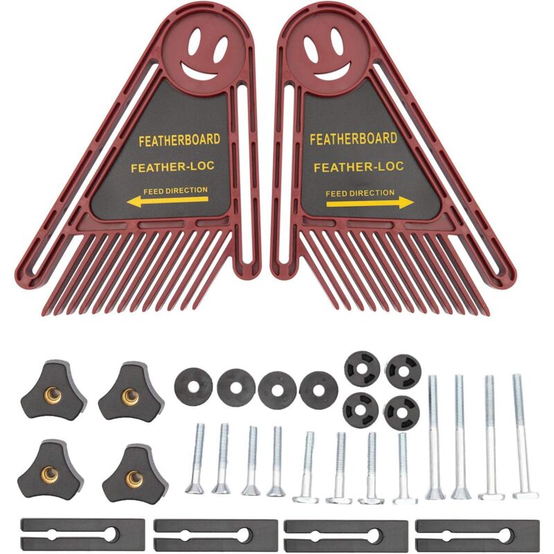 Sjqka - Plaque à ressort de scie circulaire, Ensemble de Planches à Plumes Doubles, pour Scie de Table, Routeur, Table, Clôture(rouge)