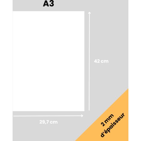 Plaque A3 verre acrylique blanc 2 mm - Taille A3 (29,7 x 42 cm) - Verre synthétique - Plaque PMMA XT - Plexiglass